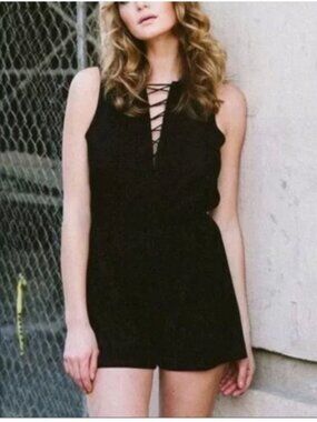 Brunette The Label Black The Lily Romper Faux Suede